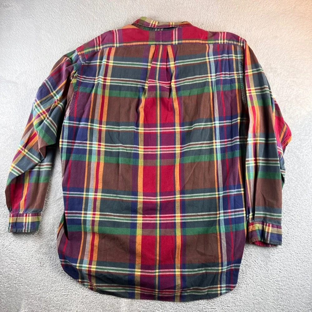 Ralph Lauren Mens XL Plaid Button Down Shirt Multi Color Cotton Long Sleeve